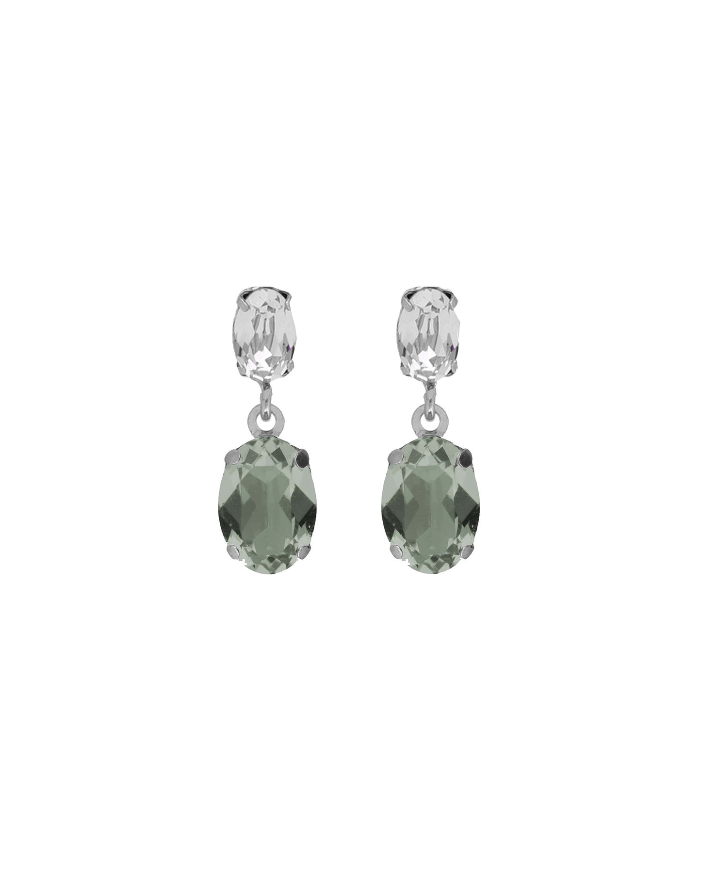 Pendientes cortos oval Ombra con cristal en Plata baño Rodio
