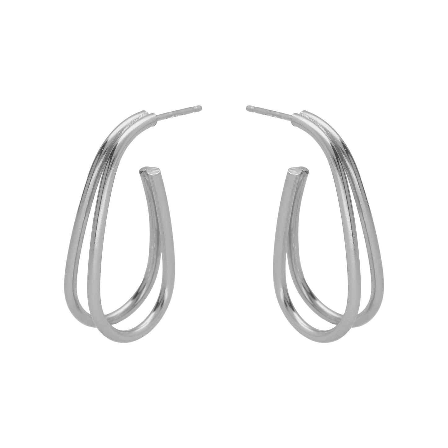 Pendientes aro Copenhagen bicolor gota en Plata