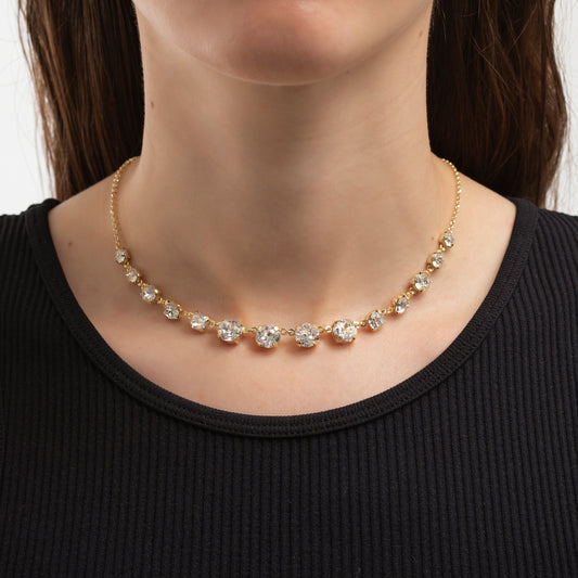 Collar corto Celine cristal blanco en Plata baño Oro
