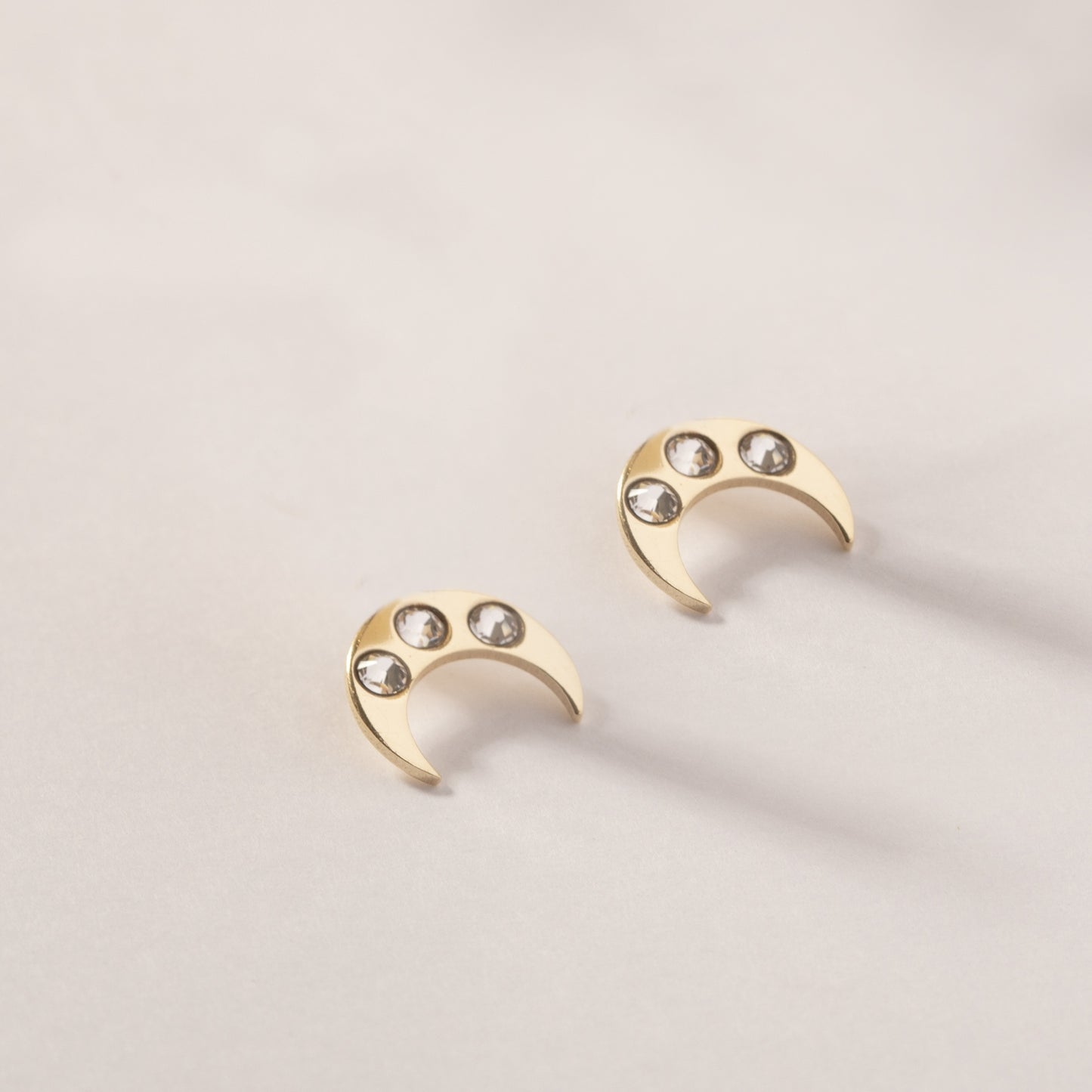 Pendientes botón Provenza luna cristal blanco en Plata
