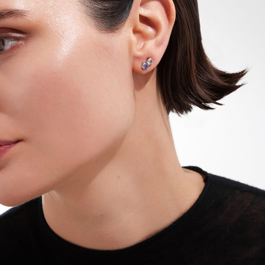 Pendientes botón Illume cristal en Plata baño Rodio