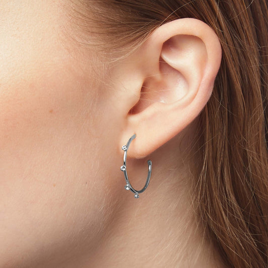 Pendientes aro Iris 23mm cristal en Plata baño rodio