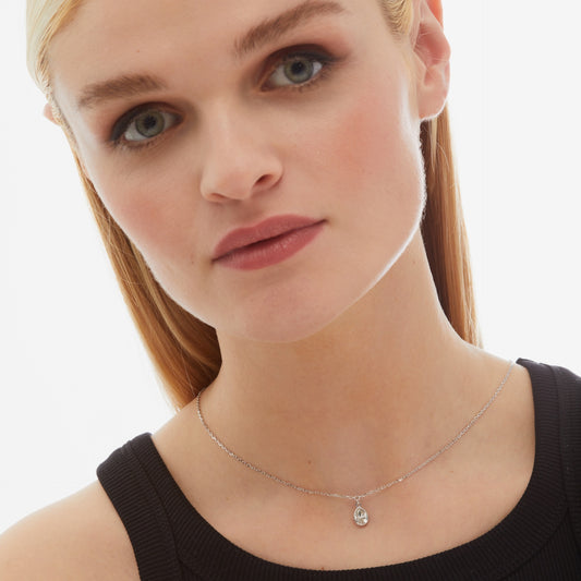 Collar corto Essential lágrima cristal en Plata baño rodio