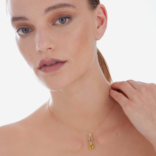 Collar corto Glory lágrima cristal en Plata baño Oro
