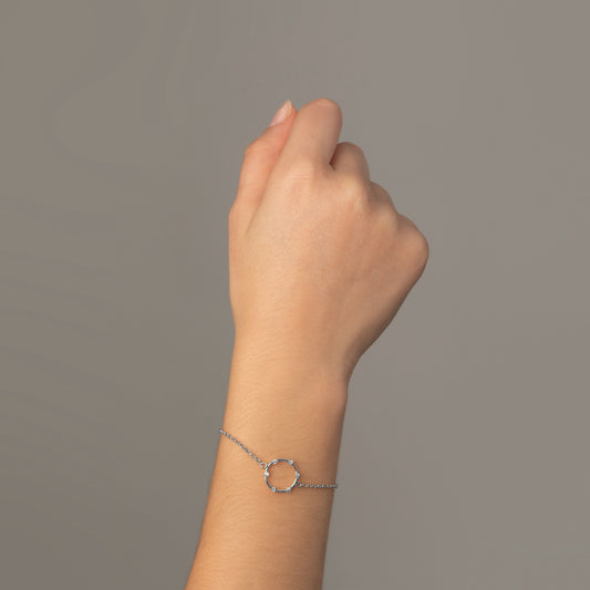 Pulsera Iris círculo cristal blanco en Plata baño rodio