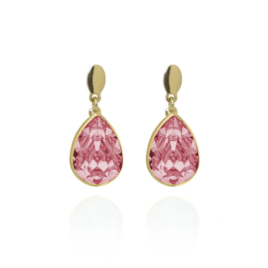 Pendientes cortos Essential lágrima cristal en Plata baño Oro