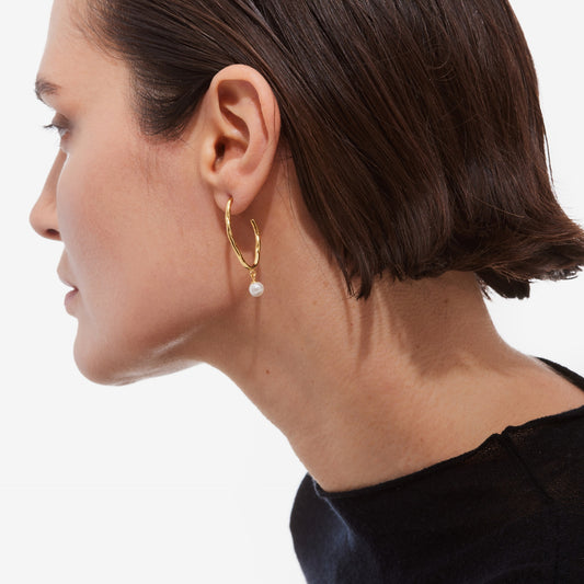 Pendientes aro Radiance perla en Plata
