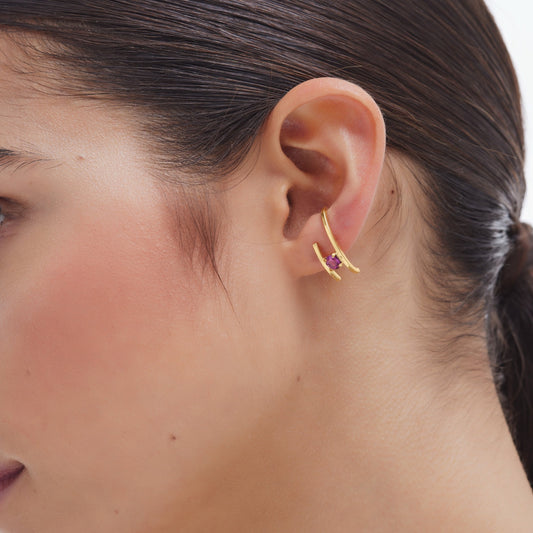 Lobe Cuff Paris círculo cristal en Plata baño Oro