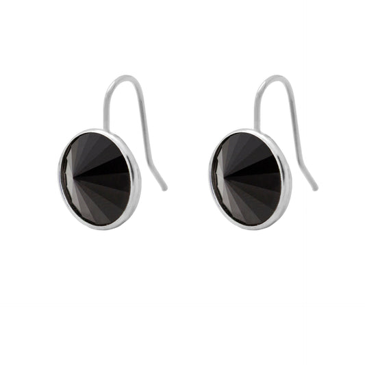 Pendientes cortos Basic Pendientes gancho cortos 11,5mm círculo cristal en Plata baño rodio