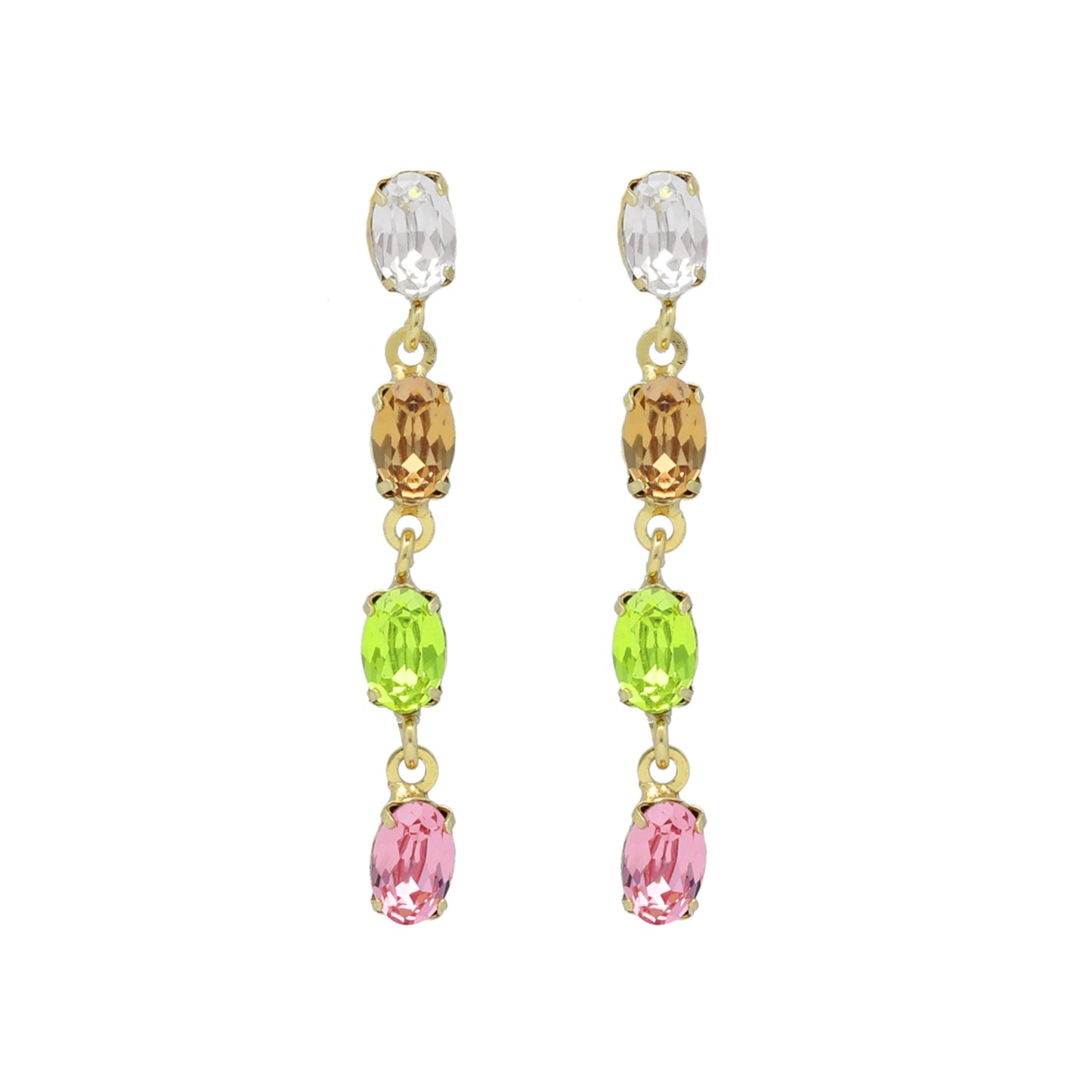 Pendientes largos Alyssa cristal multicolor en Plata