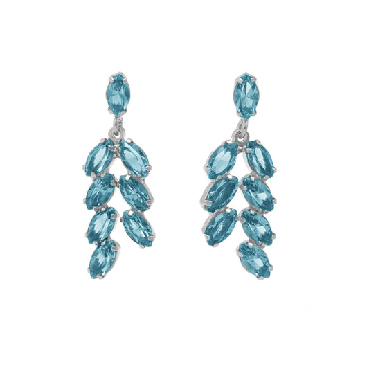 Pendientes largos Estaciones cristal en Plata baño rodio