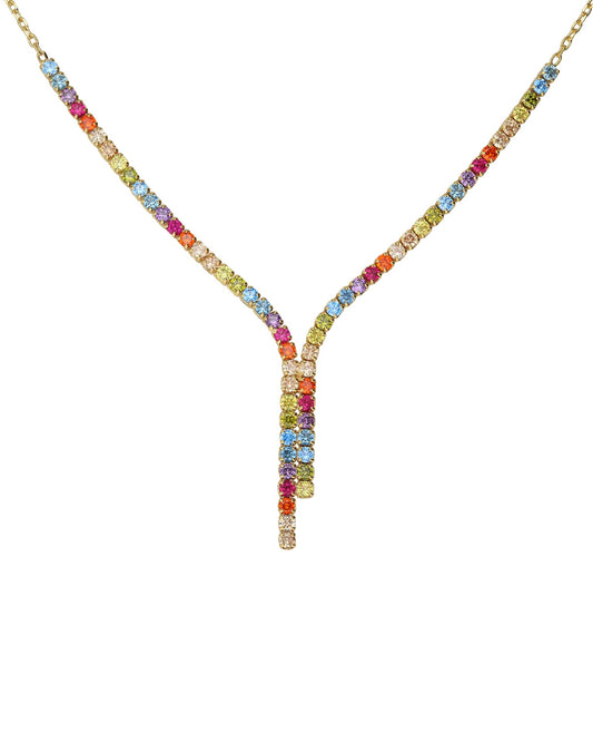 Collar corto Riviera con cristales riviere multicolor en Plata