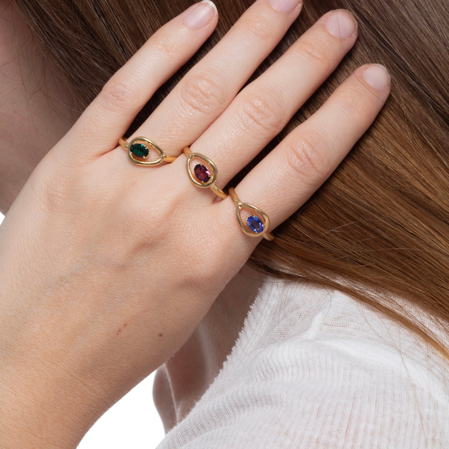 Anillo Prisme cerrado cristal en Plata baño Oro