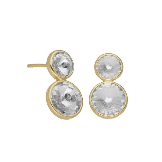 Pendientes cortos Basic 7 y 9mm cristal en Plata baño Oro