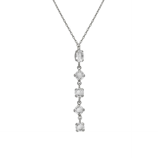 Collar largo Buenos Días con cristal en Plata