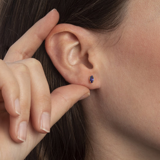 Pendientes botón Bianca cristal en Plata baño Oro