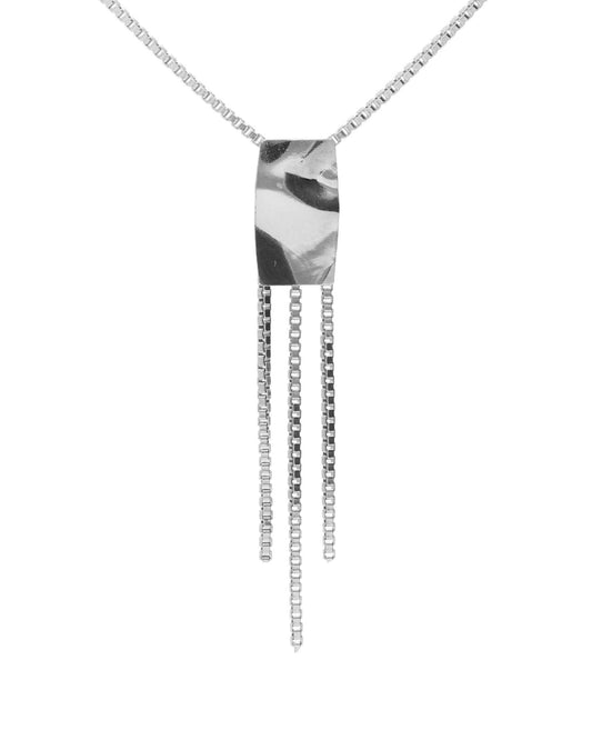 Collar largo Avenue rectángulo textura cadena en Plata