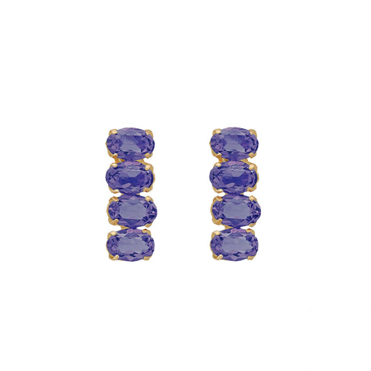Pendientes cortos God Morgen con cristal en Plata baño Oro