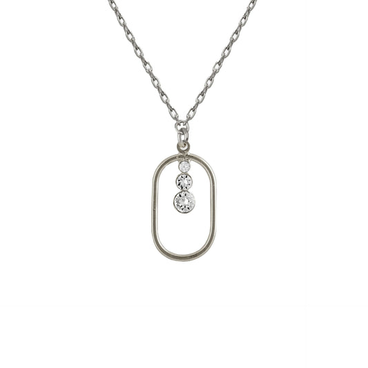 Collar corto óvalo Buenos Días con cristal en Plata