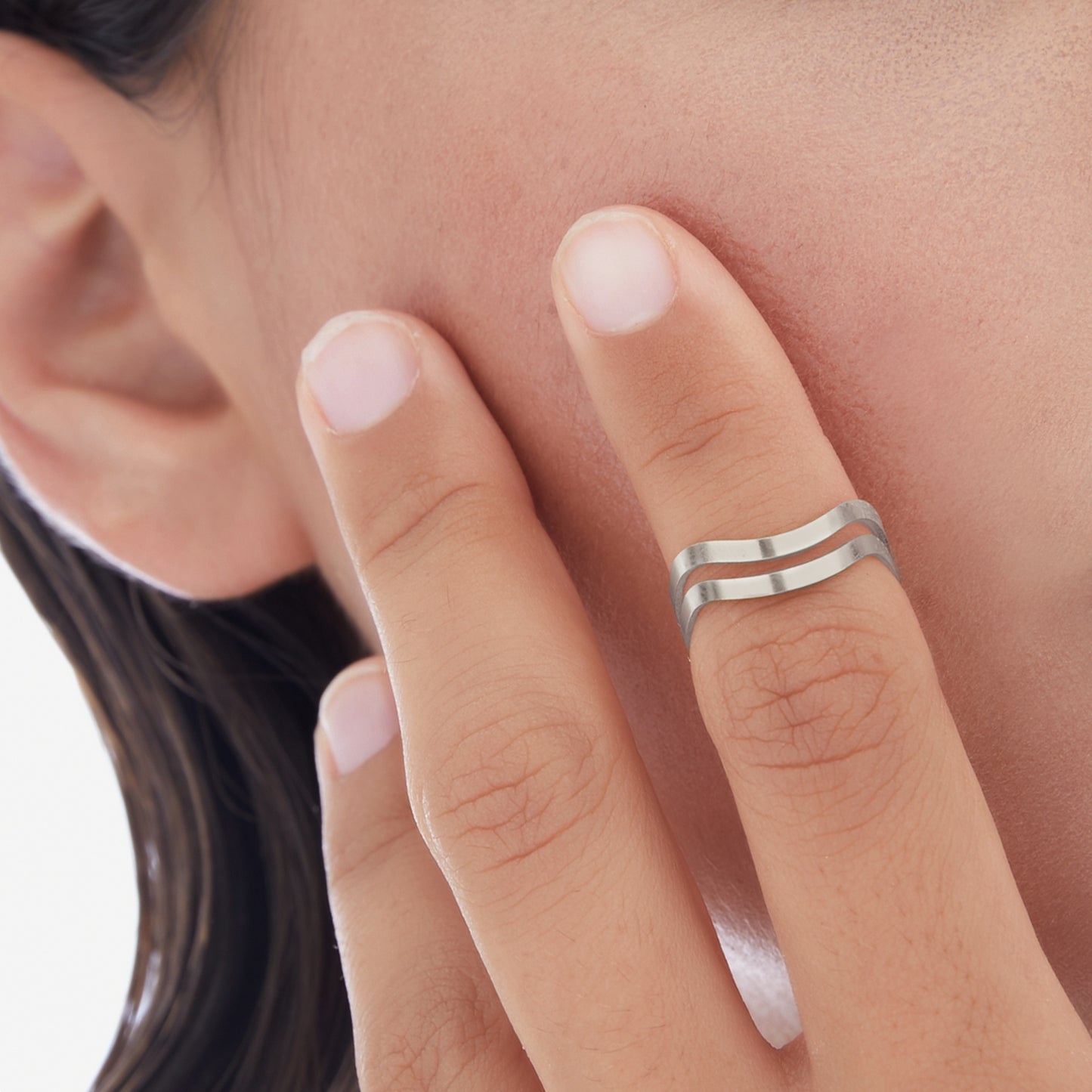 Anillo ajustable Connect en Plata