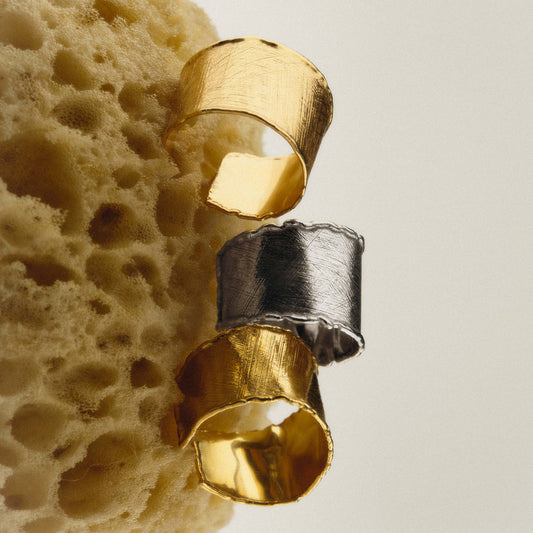 Anillo ajustable New York textura en Plata