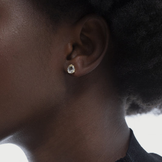 Pendientes botón Eunoia cristal blanco en Plata
