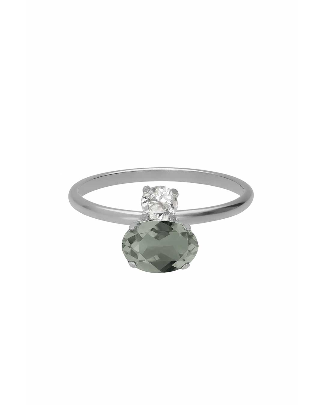 Anillo ajustable oval Ombra con cristal en Plata baño Rodio
