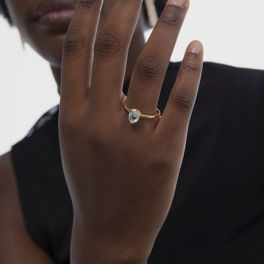 Anillo ajustable Eunoia cristal blanco en Plata