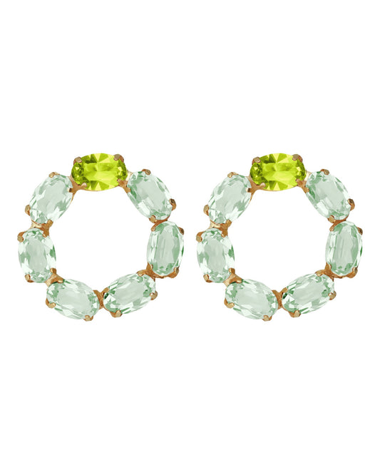 Pendientes cortos círculo Amalfi con cristal en Plata baño Oro