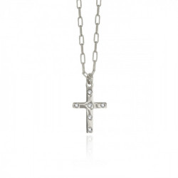 Neutral cross crystal necklace in silver
