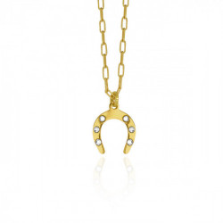 Neutral horseshoe crystal necklace in gold plating