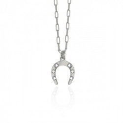 Neutral horseshoe crystal necklace in silver