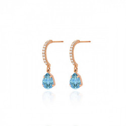 Aqua marquises aquamarine hoop earrings in rose gold plating