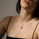 Celeste cross crystal necklace in silver cover