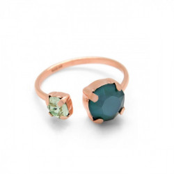 Celina royal green open ring in rose gold plating in gold plating