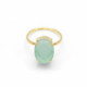 Gold Ring Celine oval big Mint Green