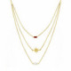 Collar triple estrella perla fuchsia de Rebekka bañado en oro image