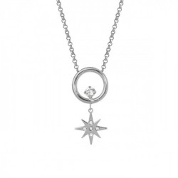 Rebekka circle crystal necklace in silver