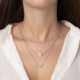 Collar triple estrella perla light sapphire de Rebekka en plata cover