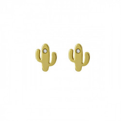 Areca cactus crystal earrings in gold plating