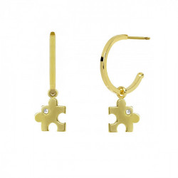 Areca puzzle crystal hoop earrings in gold plating