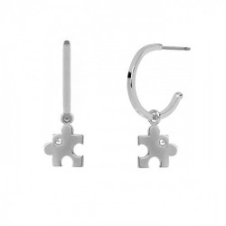 Areca puzzle crystal hoop earrings in silver