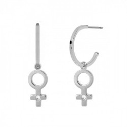 Areca venus crystal hoop earrings in silver
