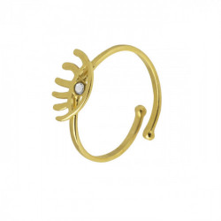 Areca eye crystal ring in gold plating
