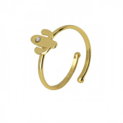 Areca cactus crystal ring in gold plating