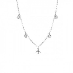 Dakota airplane crystal necklace in silver