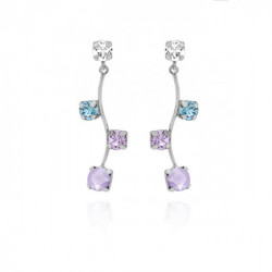 Aura round lilac earrings in silver