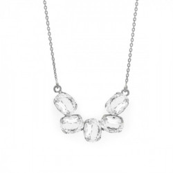 Aura semicircle crystal necklace in silver