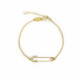 Apostrophe safety pin crystal bracelet in gold plating image