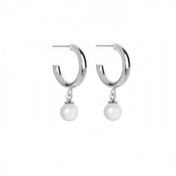Je t´aime pearl hoop earrings in silver